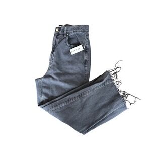 PacSun Nora Wide Leg Jeans High Rise Cropped Black Raw Hem Y2K Retro Size 29 NWT